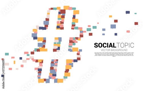 Hash tag flow to big hash background .concept for social media topic and news.