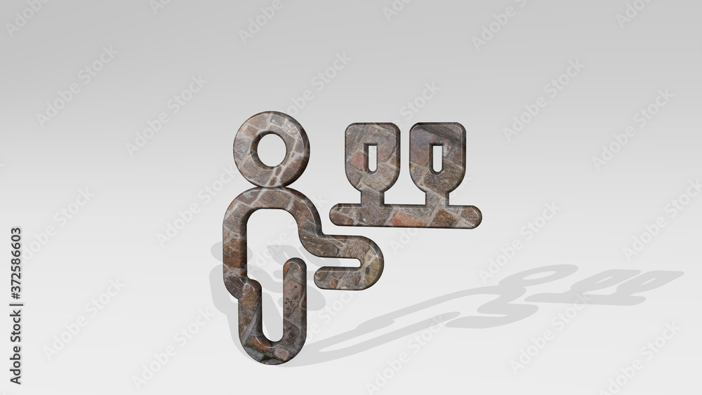 room service champagne 3D icon standing on the floor, 3D illustration for background and interior room service champagne 3D icon standing on the floor, 3D illustration for background and interior