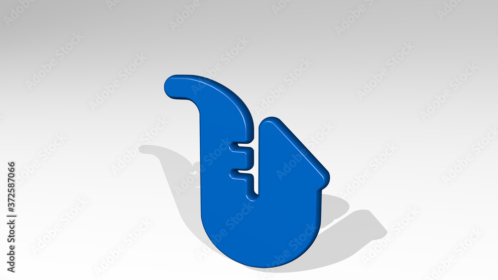 INSTRUMENT SAXOPHONE 3D icon casting shadow, 3D illustration for background and music INSTRUMENT SAXOPHONE 3D icon casting shadow, 3D illustration for background and music