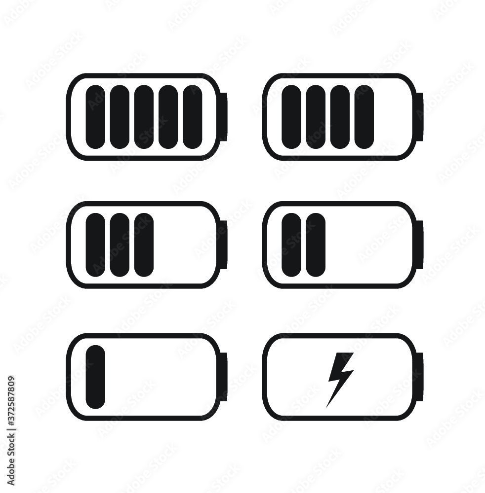 Battery Level Indicator Icon Illustration Set Battery Level Indicator Icon Illustration Set