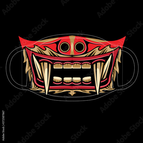 Barong Face Mask vector illustration a Balinese spirit vector art