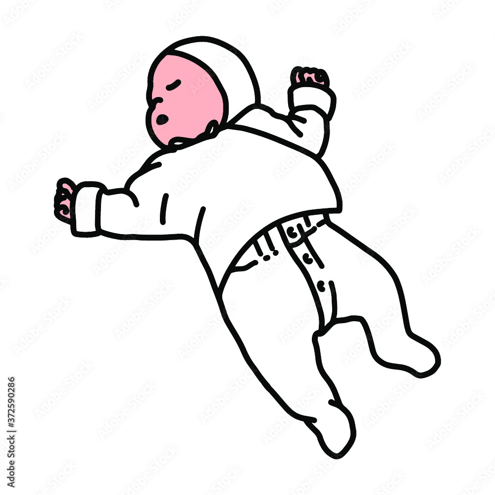 仰向けに寝転がっている赤ちゃんのイラスト 仰向けに寝転がっている赤ちゃんのイラスト