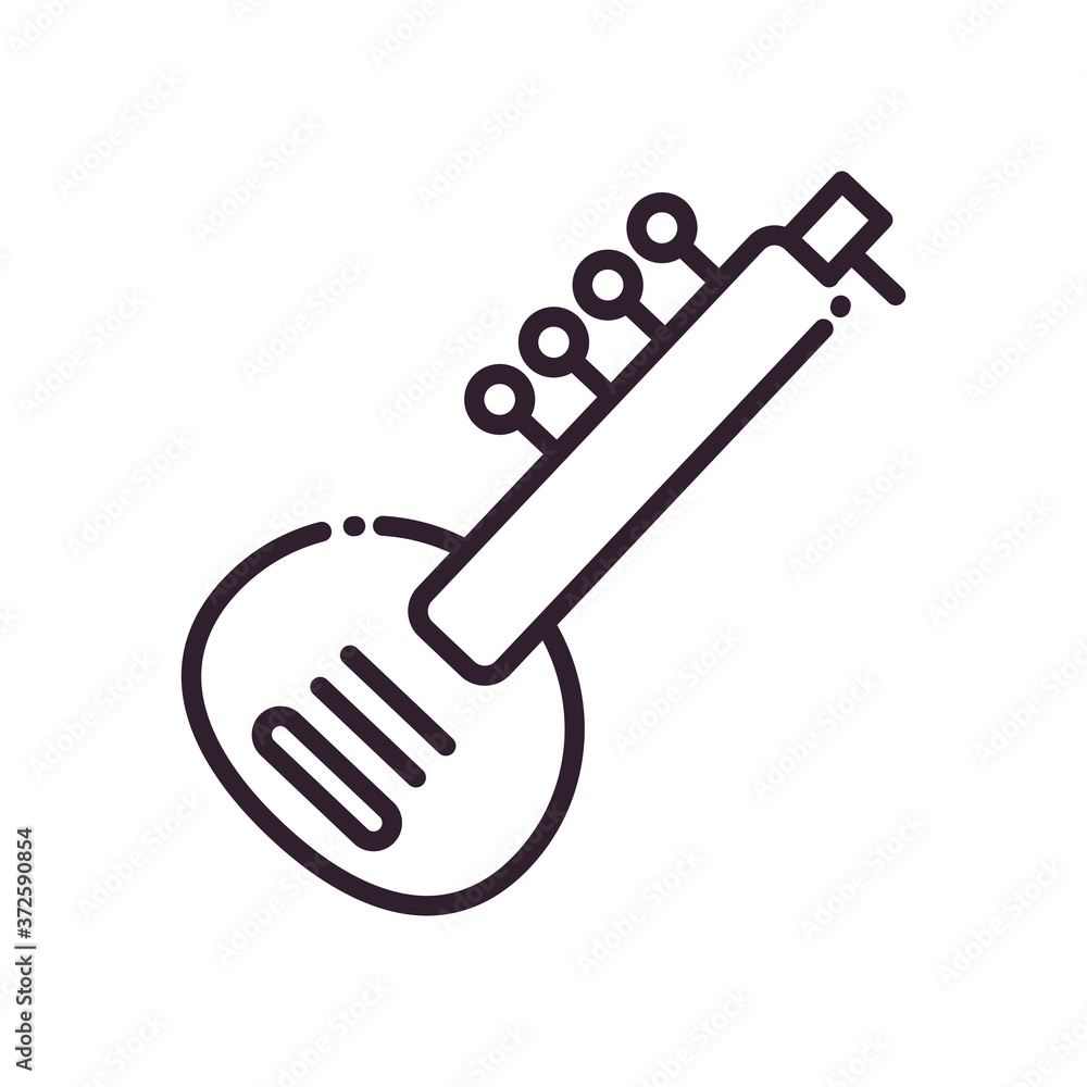 sitar guitar instrument line style icon vector design sitar guitar instrument line style icon vector design