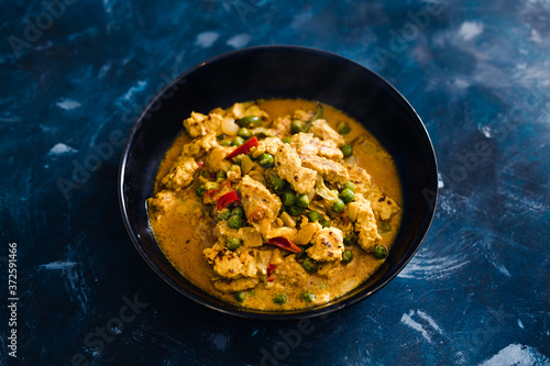 plant-based food, vegan curry stir fry with grilled tofu chunks