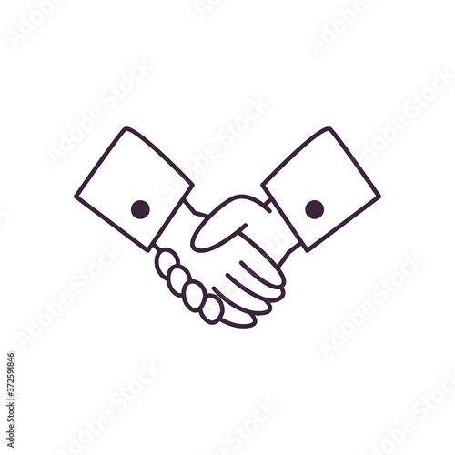 hands shake line style icon vector design