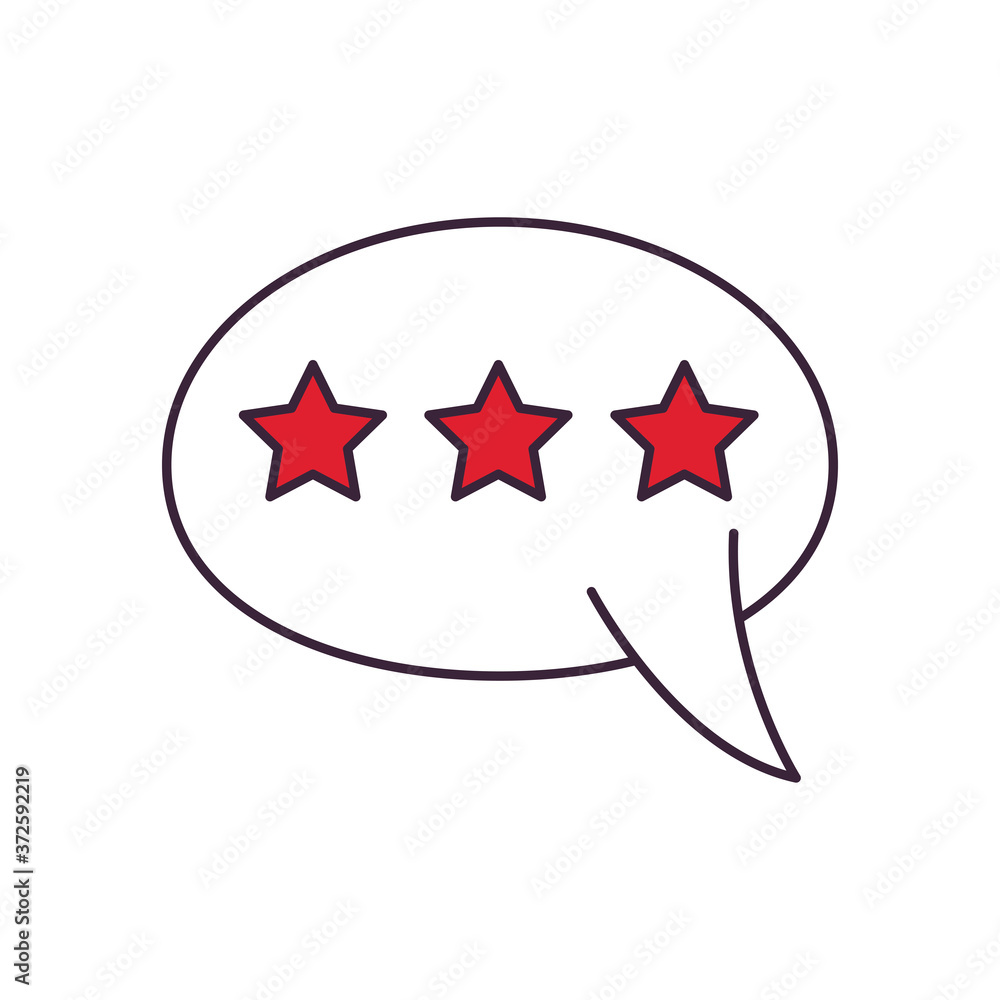 Communication bubble with stars line and fill style icon vector design Communication bubble with stars line and fill style icon vector design