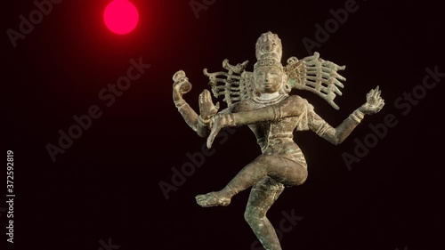 The camera revolves around statue of Hindu god Kali, CGI photo