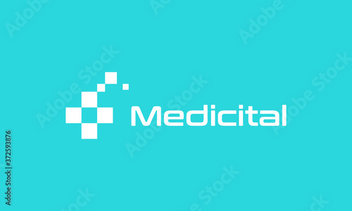 illustration vector graphic designs. simple, tech, modern pictogram logo for medical health digital