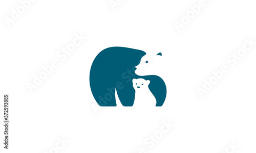 illustration vector graphic logo designs. negative space pictogram logo mother bear and cubs