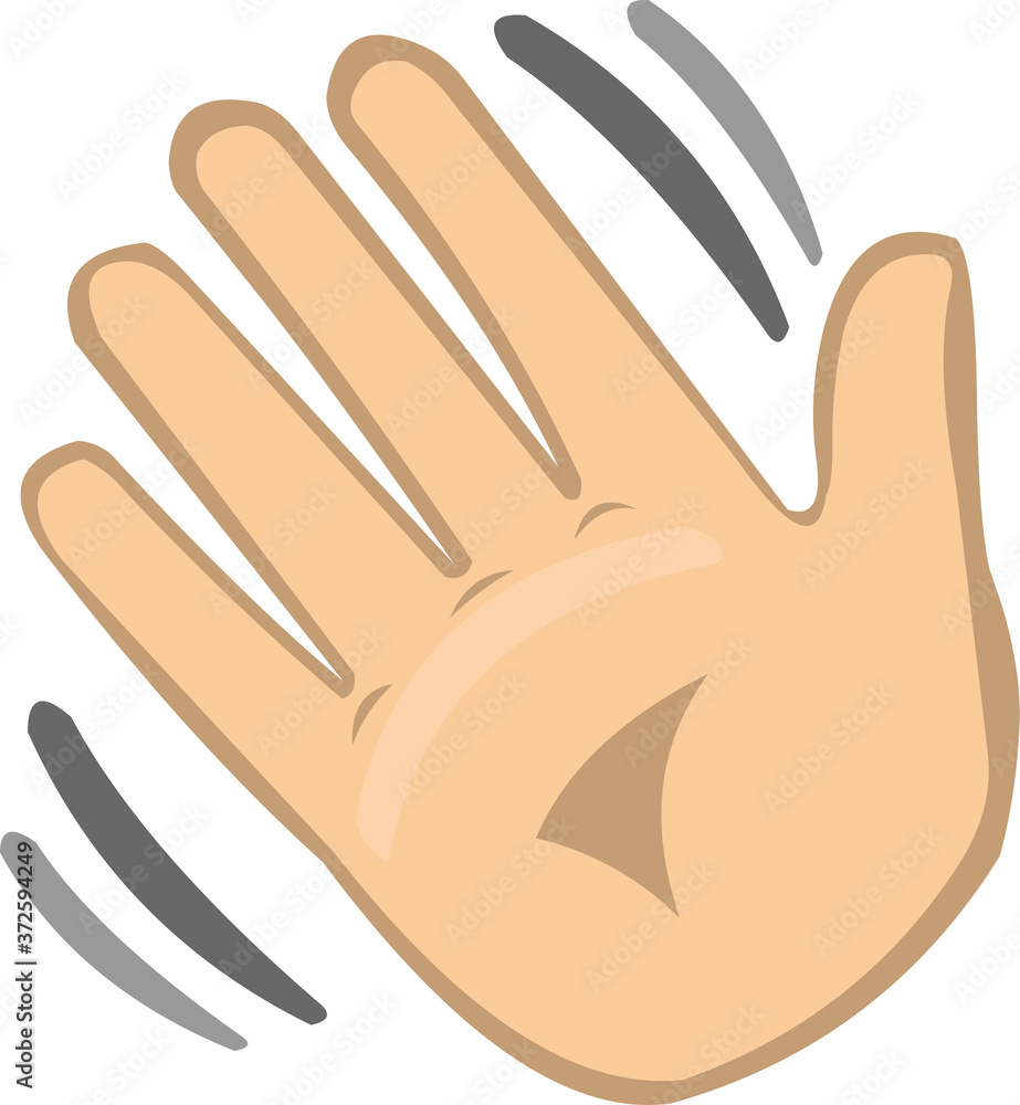 Vector emoticon illustration of a waving hand Vector emoticon illustration of a waving hand