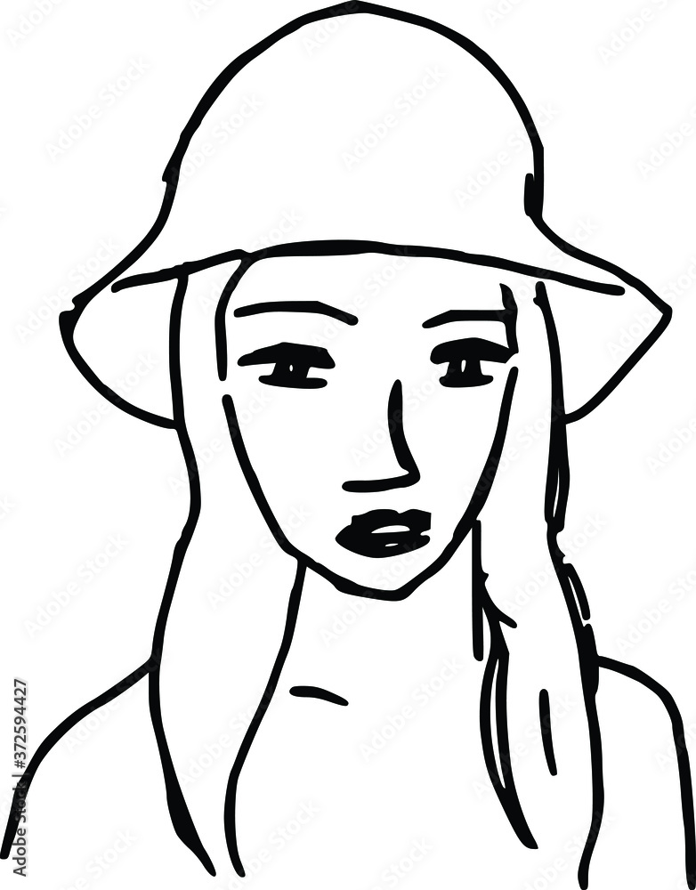 Vector illustration woman with hat