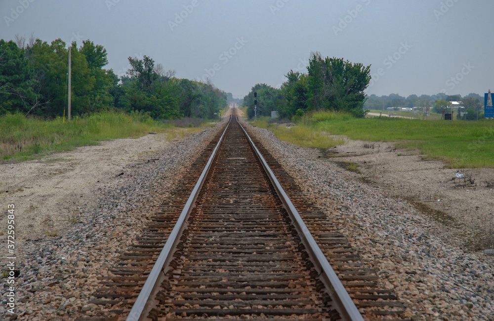 Long straight railroad near Talsa, Oklahoma. August 3, 2007.
