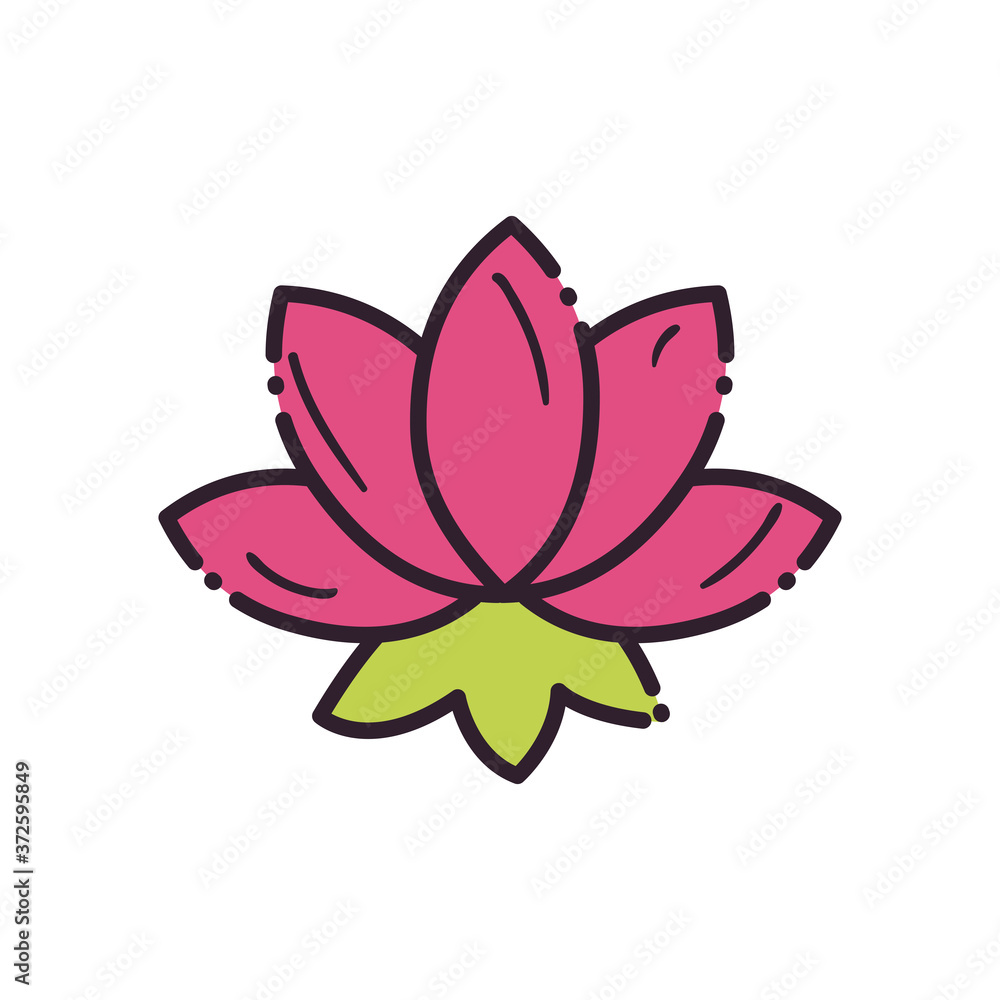 lotus flower line and fill style icon vector design