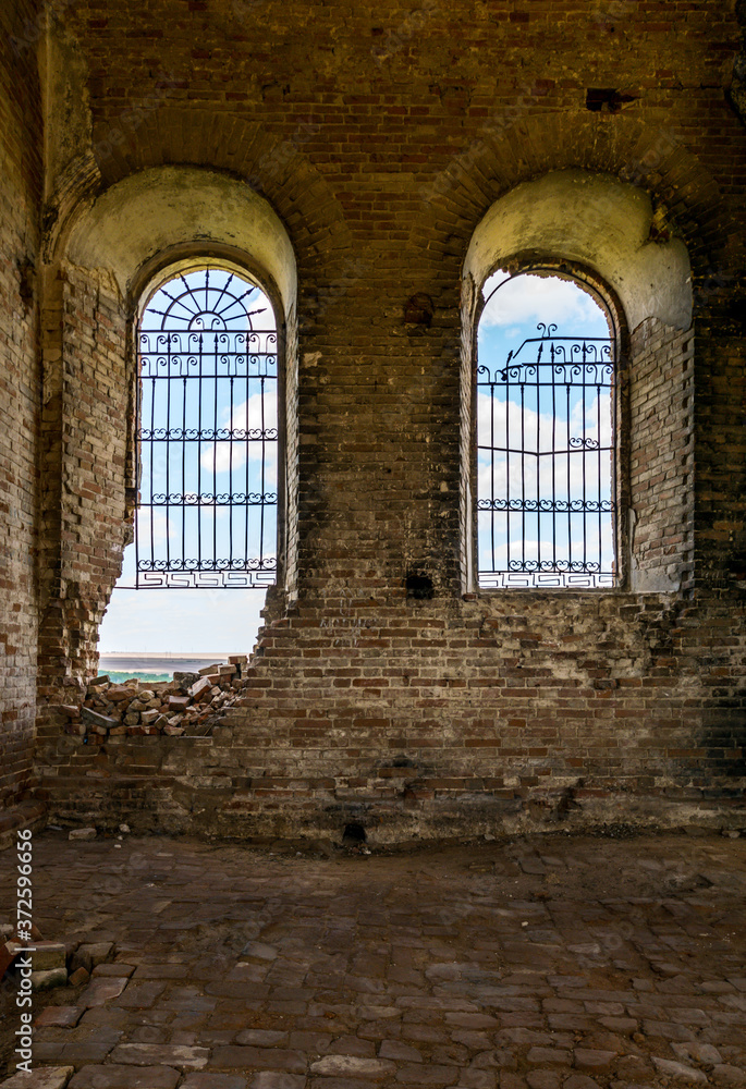 Windows of old abandoned armenian church Sacred Surb-Karapet