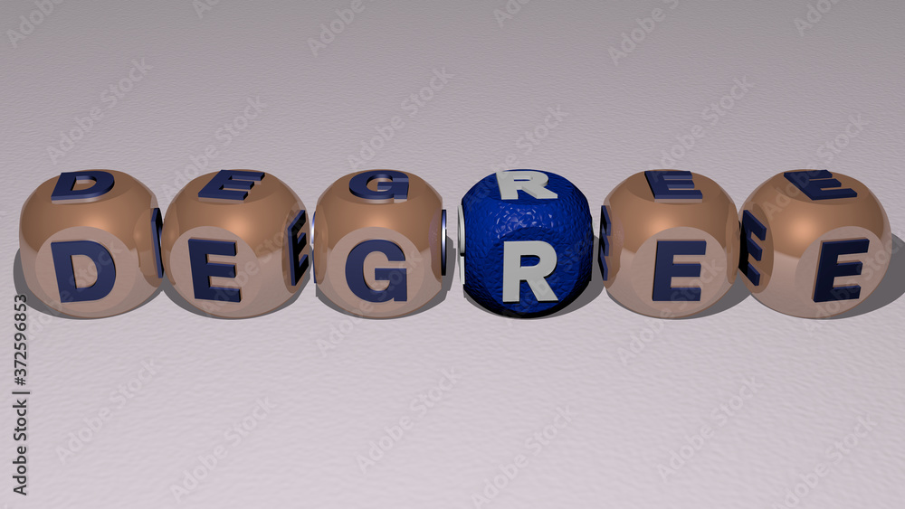 degree text by cubic dice letters, 3D illustration for background and icon degree text by cubic dice letters, 3D illustration for background and icon