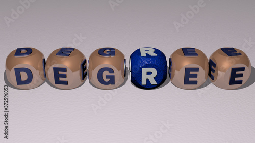 Canvas-taulu degree text by cubic dice letters, 3D illustration for background and icon