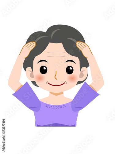 パーマをかけたおばさん
