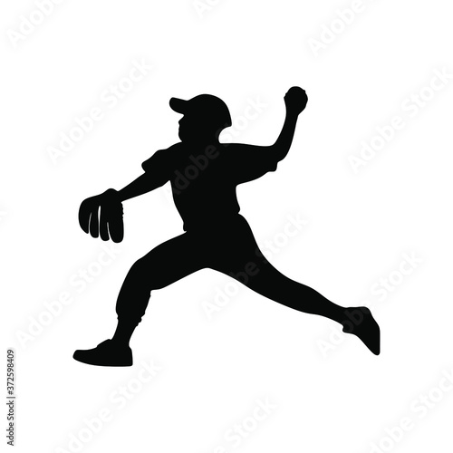 man play baseball silhouette vector