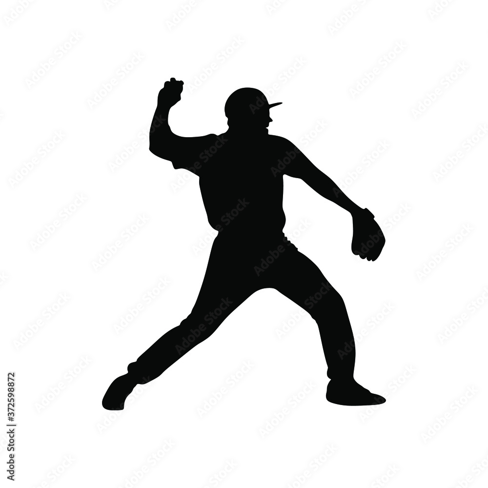 man play baseball silhouette vector