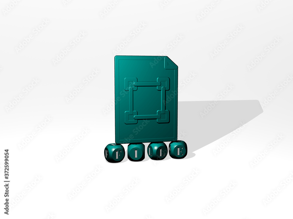 Obraz premium file 3D icon over cubic letters, 3D illustration for background and business