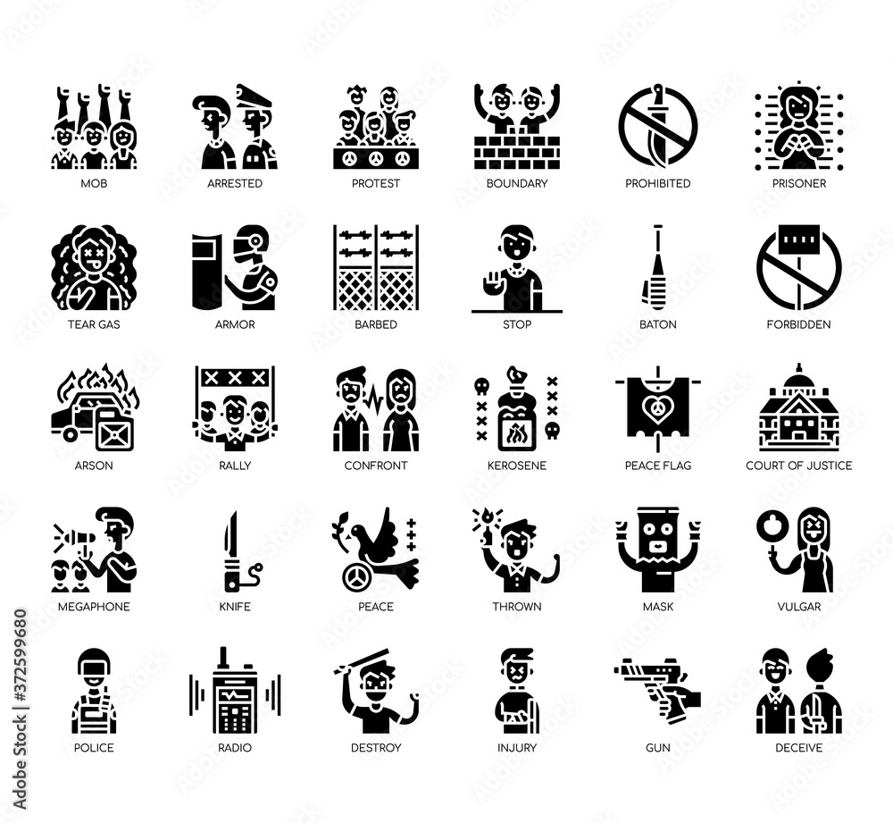 Set of protest thin line and pixel perfect icons for any web and app ...