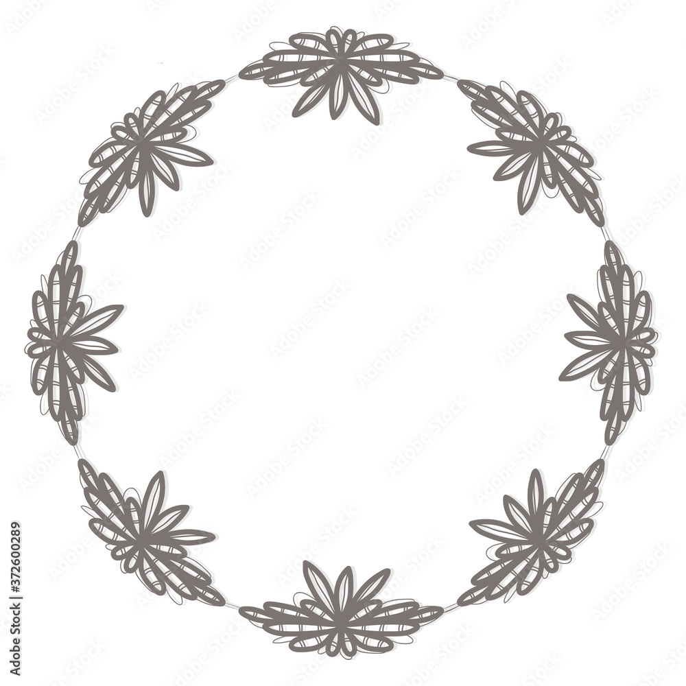 Naklejka premium Hand drawn round floral decorative frame