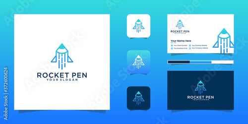 Pencil rocket start up, creative energy genius artist or designer, vector design and creativity logo or icon, art startup.