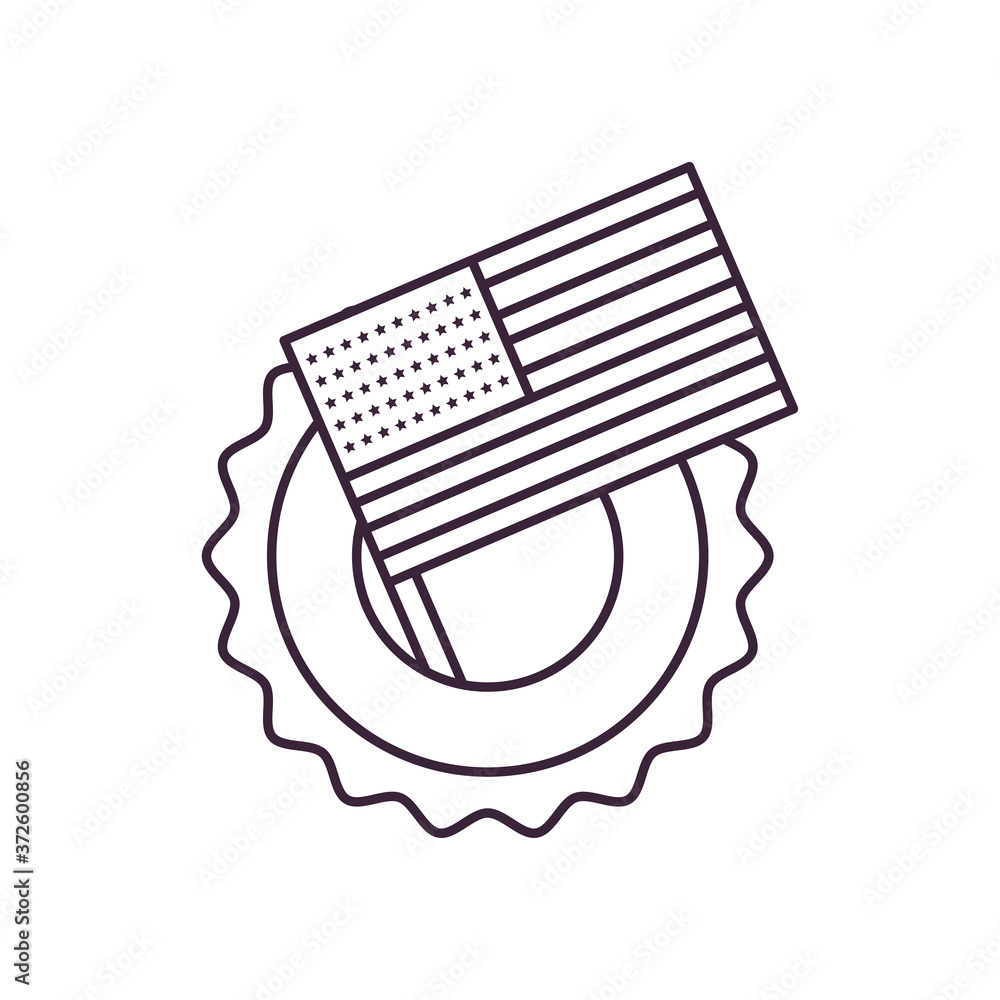 usa flag in seal stamp line style icon vector design usa flag in seal stamp line style icon vector design