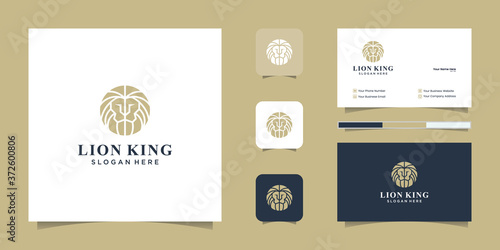 inspirations logo lion king with line art style logo and business card