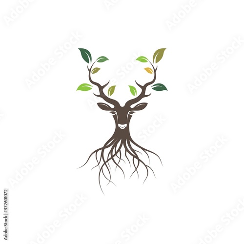Deer head tree with leaf  concept design icon vector illustration  ilustration icon vector design