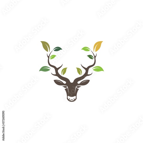 Deer head  with leaf  concept design icon vector illustration  ilustration icon vector design
