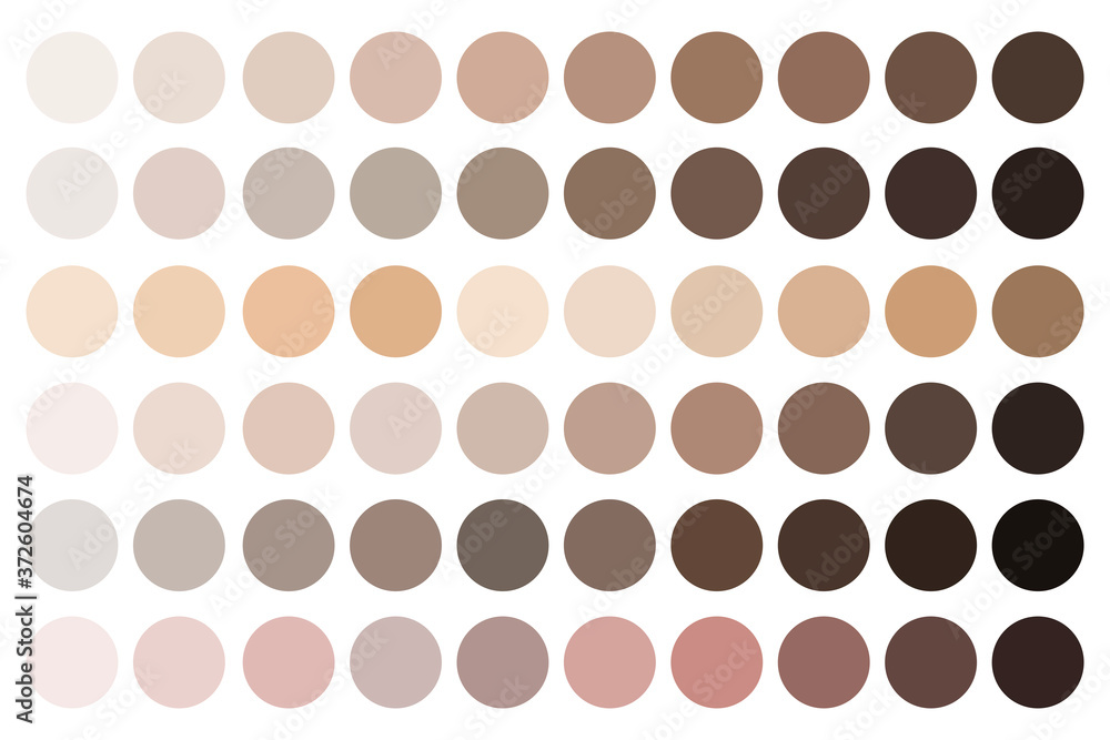 Vecteur Stock Skin tones. Beige palette. Fundamentals of complexion shades.  Samples of makeup shades. Vector illustration. Stock image. | Adobe Stock