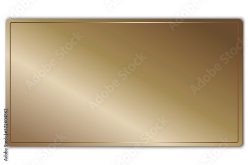 Vector background of bronze plaque. Metal texture with a gradient. Steel sheet with a frame. Vector image. Stock template.