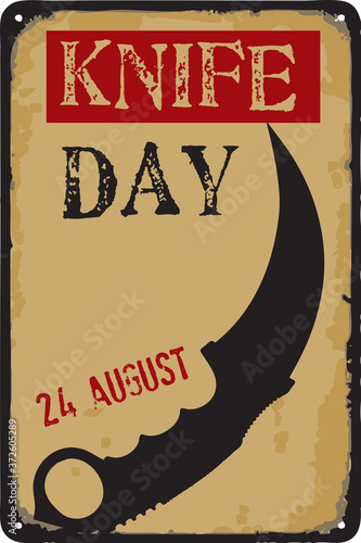 Old vintage sign Knife Day