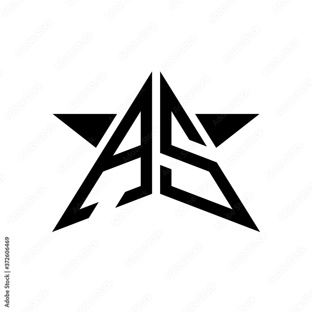Initial Star Monogram Logo AS Initial Star Monogram Logo AS