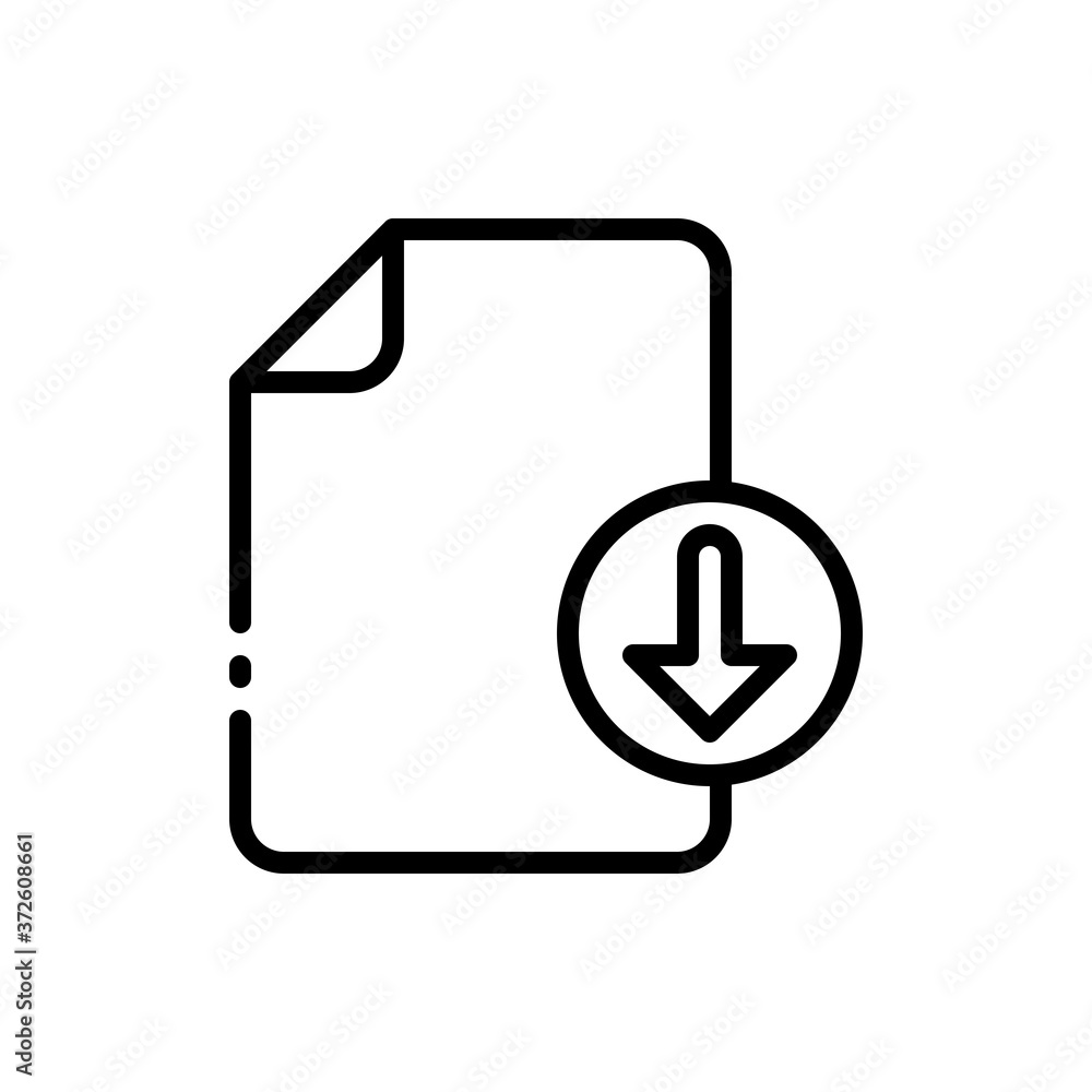 File, document, paper with down arrow outline icons. Vector illustration. Editable stroke. Isolated icon suitable for web, infographics, interface and apps. File, document, paper with down arrow outline icons. Vector illustration. Editable stroke. Isolated icon suitable for web, infographics, interface and apps.