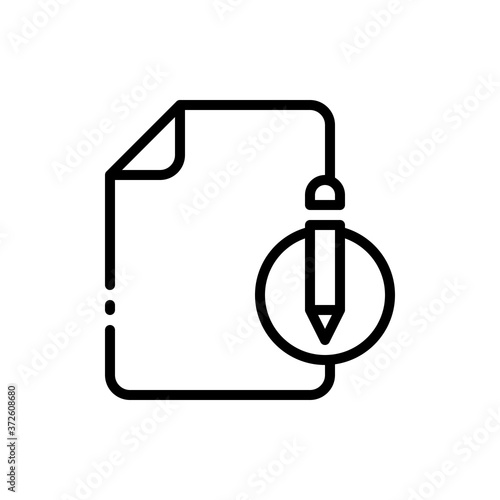 File, document, paper with pencil outline icons. Vector illustration. Editable stroke. Isolated icon suitable for web, infographics, interface and apps.