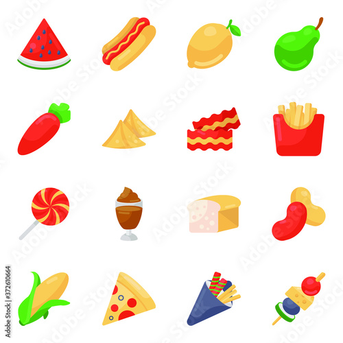 
Food and Drinks Icons in Modern Flat Style Pack 
