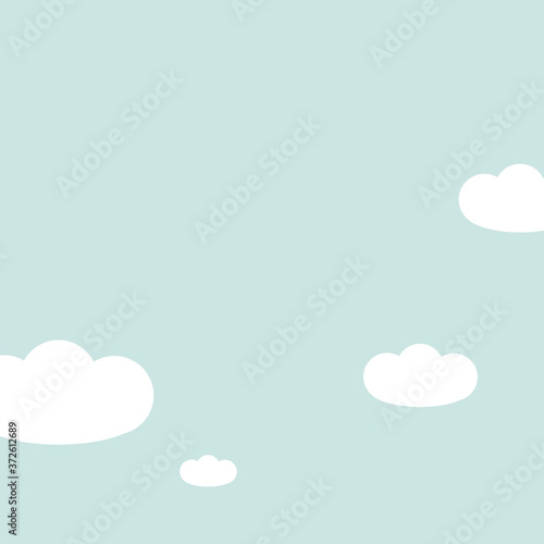Sky background with white clouds. Vector illustration
