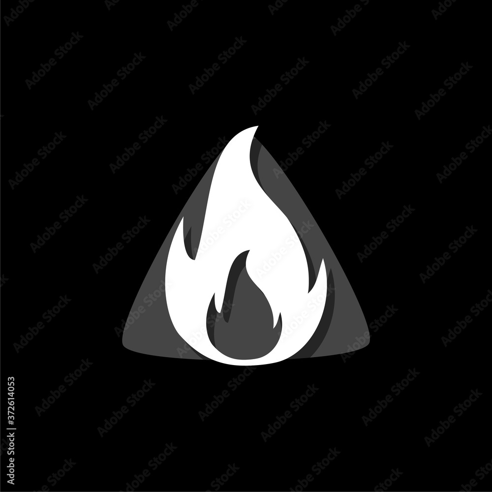 Simple fire icon isolated on dark background Simple fire icon isolated on dark background