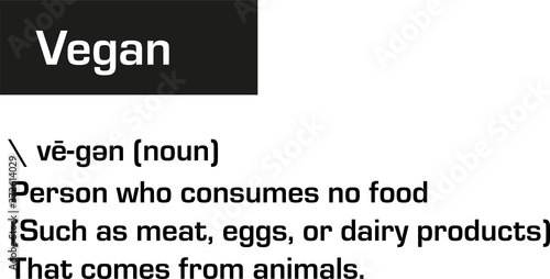 Definition of vegan vector on a white background