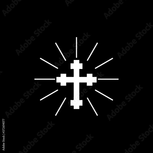 Logotype Christian cross icon isolated on dark background