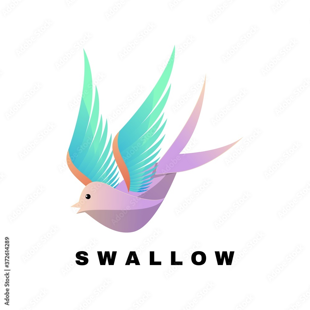 Fototapeta premium Vector Logo Illustration Swallow Gradient Colorful Style.