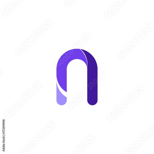 Letter N Modern Design, concept initial N with purple color.