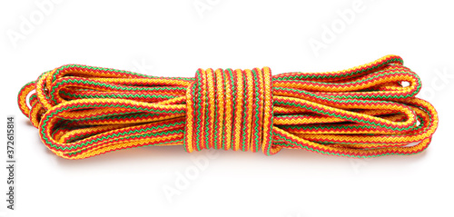 Coiled colorful rope with r...