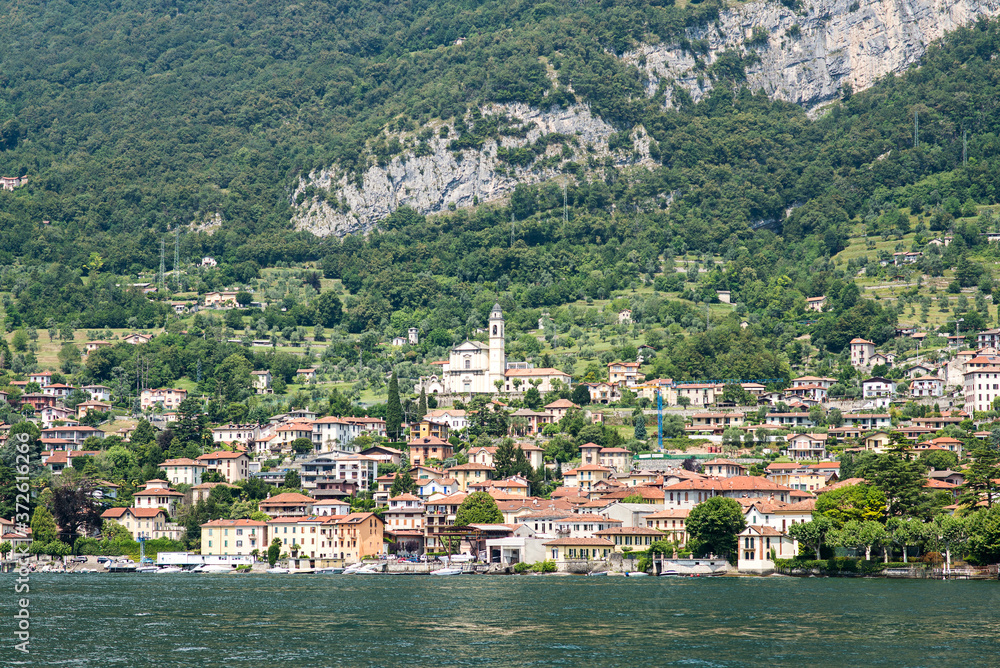 Waterfront of Mezzegra Municipality on Lake Como. Lombardy. Italy.