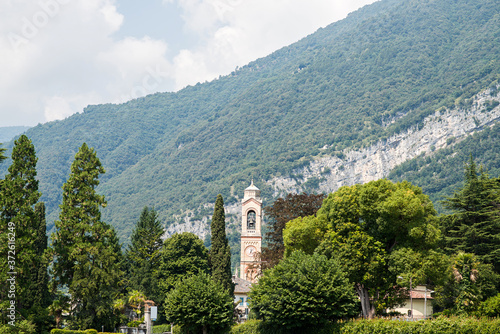 Tower of Church of San Lorenzo in Tremezzo. Chiesa di San Lorenzo.