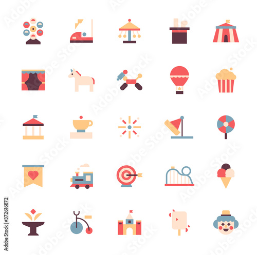 Amusement park icon set.