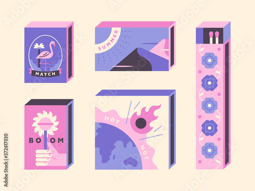 Matchbox cover design in retro package.