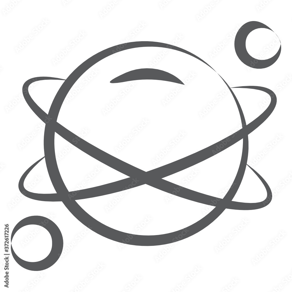 
Doodle line icon of planetary system, celestial 
